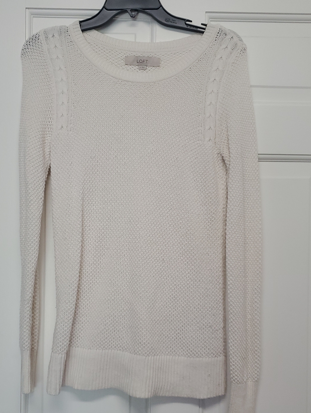 LOFT Cream Scoop Neck Knit Sweater XS